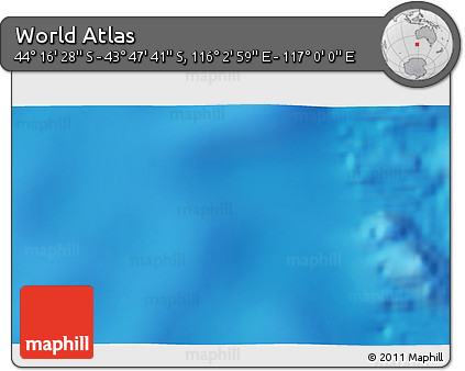 Physical 3D Map of the Area around 44° 2' 4" S, 116° 31' 30" E