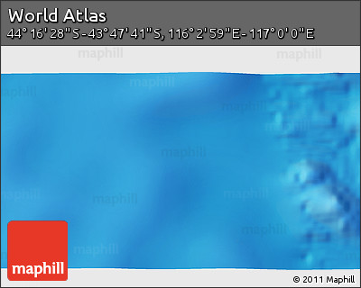 Physical 3D Map of the Area around 44° 2' 4" S, 116° 31' 30" E