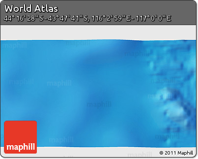 Physical 3D Map of the Area around 44° 2' 4" S, 116° 31' 30" E