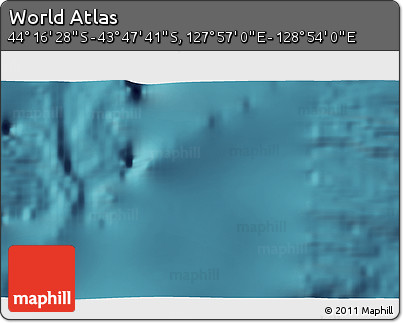 Satellite 3D Map of the Area around 44° 2' 4" S, 128° 25' 30" E