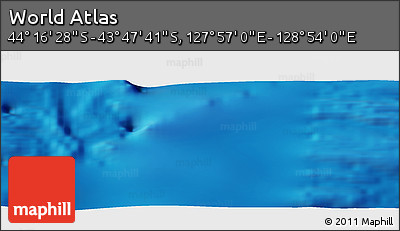 Physical Panoramic Map of the Area around 44° 2' 4" S, 128° 25' 30" E