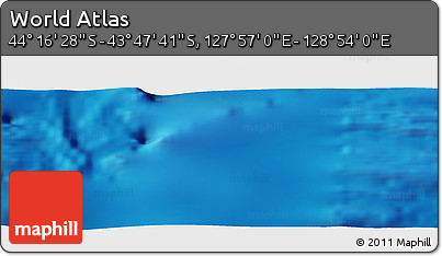 Physical Panoramic Map of the Area around 44° 2' 4" S, 128° 25' 30" E