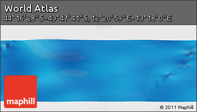Physical Panoramic Map of the Area around 44° 2' 4" S, 12° 49' 29" E