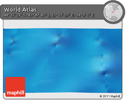 Physical 3D Map of the Area around 44° 2' 4" S, 13° 40' 30" E