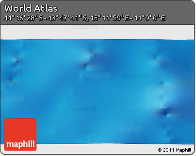 Physical 3D Map of the Area around 44° 2' 4" S, 13° 40' 30" E