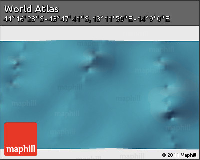 Satellite 3D Map of the Area around 44° 2' 4" S, 13° 40' 30" E