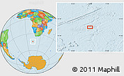 Political Location Map of the area around 44° 2' 4" S, 13° 40' 30" E