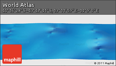 Physical Panoramic Map of the Area around 44° 2' 4" S, 13° 40' 30" E
