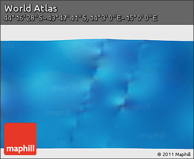 Physical 3D Map of the Area around 44° 2' 4" S, 14° 31' 30" E