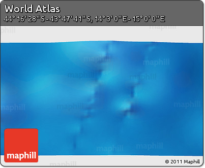 Physical 3D Map of the Area around 44° 2' 4" S, 14° 31' 30" E