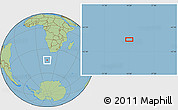 Savanna Style Location Map of the area around 44° 2' 4" S, 14° 31' 30" E