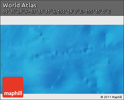 Physical 3D Map of the Area around 44° 2' 4" S, 154° 46' 30" E