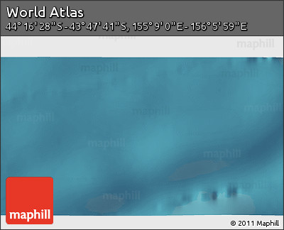 Satellite 3D Map of the Area around 44° 2' 4" S, 155° 37' 30" E