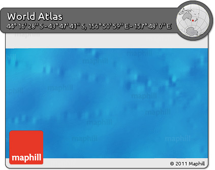 Physical 3D Map of the Area around 44° 2' 4" S, 157° 19' 29" E