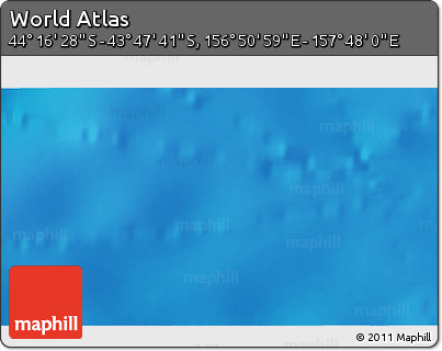 Physical 3D Map of the Area around 44° 2' 4" S, 157° 19' 29" E