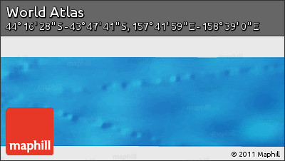 Physical Panoramic Map of the Area around 44° 2' 4" S, 158° 10' 30" E