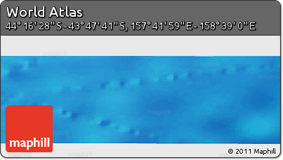 Physical Panoramic Map of the Area around 44° 2' 4" S, 158° 10' 30" E