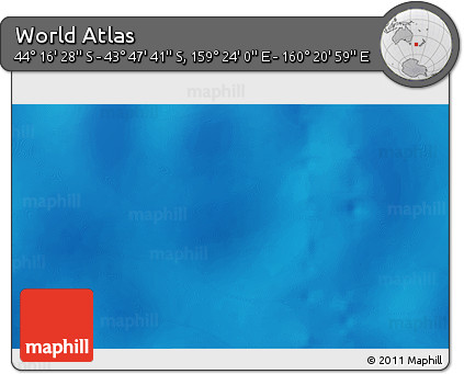 Physical 3D Map of the Area around 44° 2' 4" S, 159° 52' 30" E