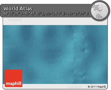 Satellite 3D Map of the Area around 44° 2' 4" S, 159° 52' 30" E