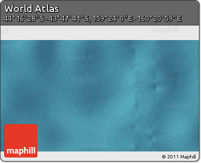 Satellite 3D Map of the Area around 44° 2' 4" S, 159° 52' 30" E