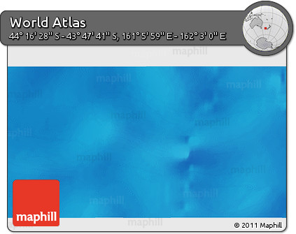 Physical 3D Map of the Area around 44° 2' 4" S, 161° 34' 29" E