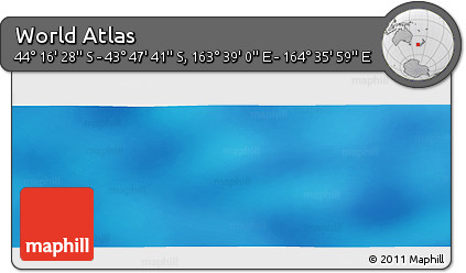 Physical Panoramic Map of the Area around 44° 2' 4" S, 164° 7' 30" E