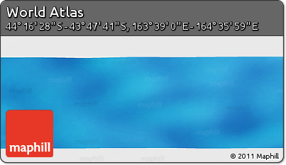 Physical Panoramic Map of the Area around 44° 2' 4" S, 164° 7' 30" E