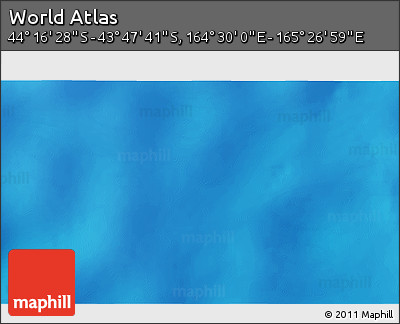 Physical 3D Map of the Area around 44° 2' 4" S, 164° 58' 29" E