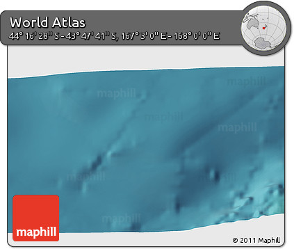 Satellite 3D Map of the Area around 44° 2' 4" S, 167° 31' 30" E