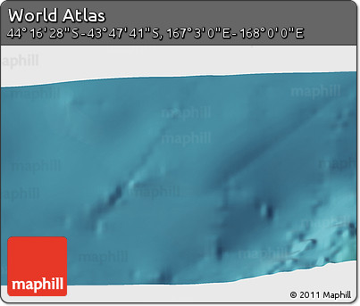 Satellite 3D Map of the Area around 44° 2' 4" S, 167° 31' 30" E