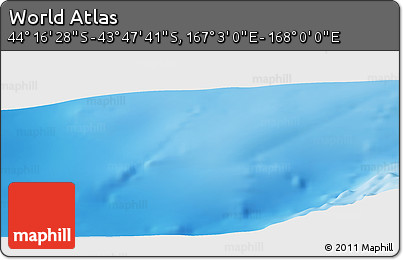 Physical Panoramic Map of the Area around 44° 2' 4" S, 167° 31' 30" E
