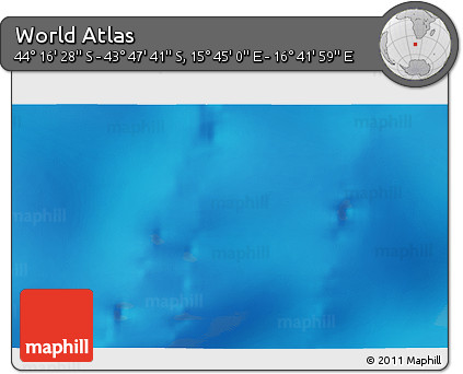 Physical 3D Map of the Area around 44° 2' 4" S, 16° 13' 30" E