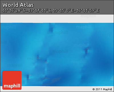 Physical 3D Map of the Area around 44° 2' 4" S, 16° 13' 30" E