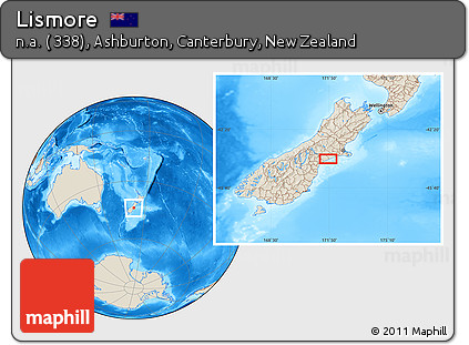 Shaded Relief Location Map of Lismore