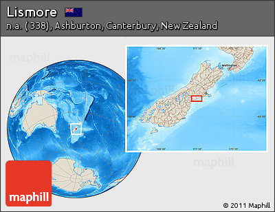Shaded Relief Location Map of Lismore