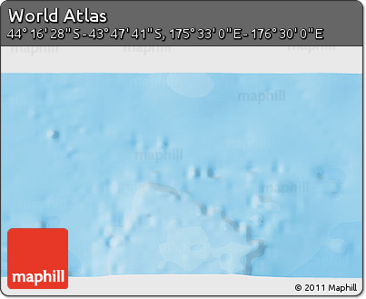 Political 3D Map of the Area around 44° 2' 4" S, 176° 1' 30" E