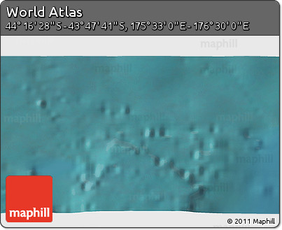 Satellite 3D Map of the Area around 44° 2' 4" S, 176° 1' 30" E