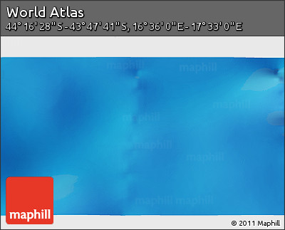 Physical 3D Map of the Area around 44° 2' 4" S, 17° 4' 30" E