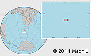 Gray Location Map of the area around 44° 2' 4" S, 17° 4' 30" E
