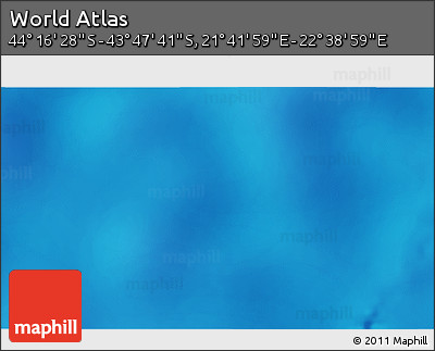 Physical 3D Map of the Area around 44° 2' 4" S, 22° 10' 29" E