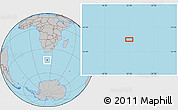 Gray Location Map of the area around 44° 2' 4" S, 22° 10' 29" E