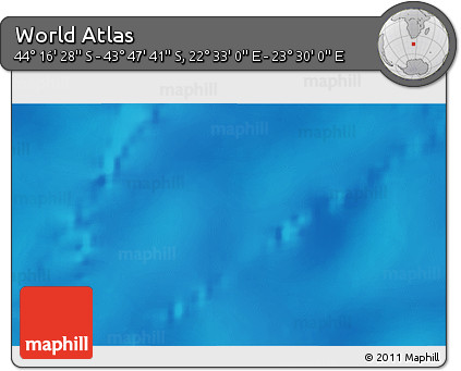Physical 3D Map of the Area around 44° 2' 4" S, 23° 1' 29" E