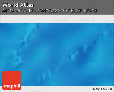 Physical 3D Map of the Area around 44° 2' 4" S, 23° 1' 29" E