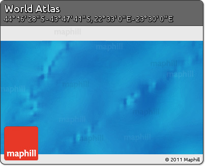 Physical 3D Map of the Area around 44° 2' 4" S, 23° 1' 29" E