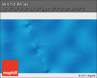 Physical 3D Map of the Area around 44° 2' 4" S, 24° 43' 30" E