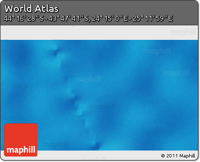 Physical 3D Map of the Area around 44° 2' 4" S, 24° 43' 30" E