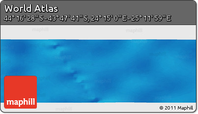 Physical Panoramic Map of the Area around 44° 2' 4" S, 24° 43' 30" E