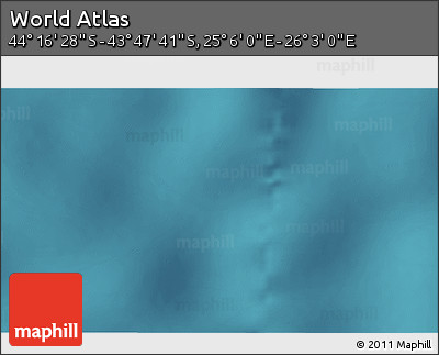 Satellite 3D Map of the Area around 44° 2' 4" S, 25° 34' 30" E