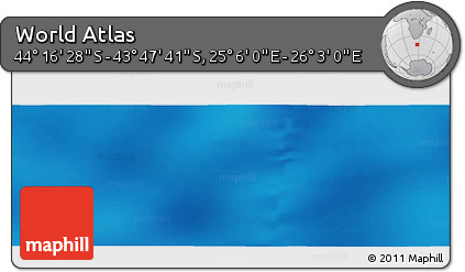 Physical Panoramic Map of the Area around 44° 2' 4" S, 25° 34' 30" E