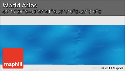 Physical Panoramic Map of the Area around 44° 2' 4" S, 25° 34' 30" E